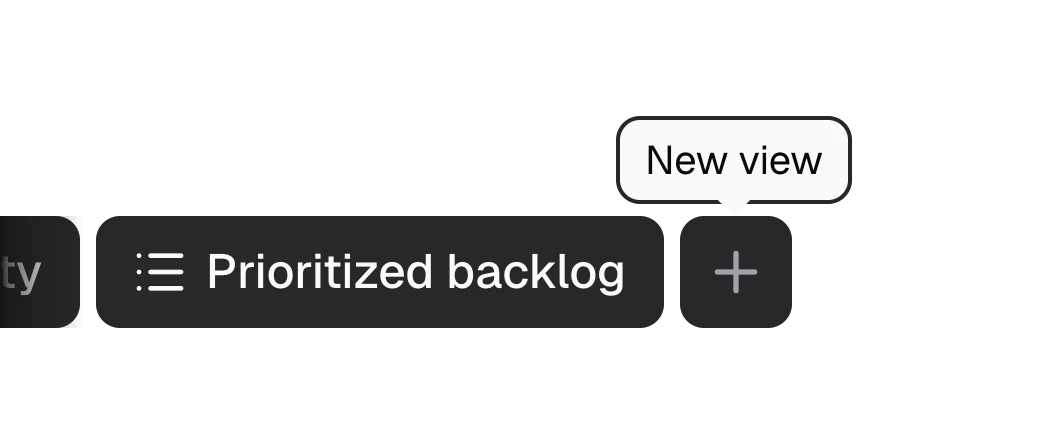 Gitsu's saved views row with a Prioritized backlog view and the New view button